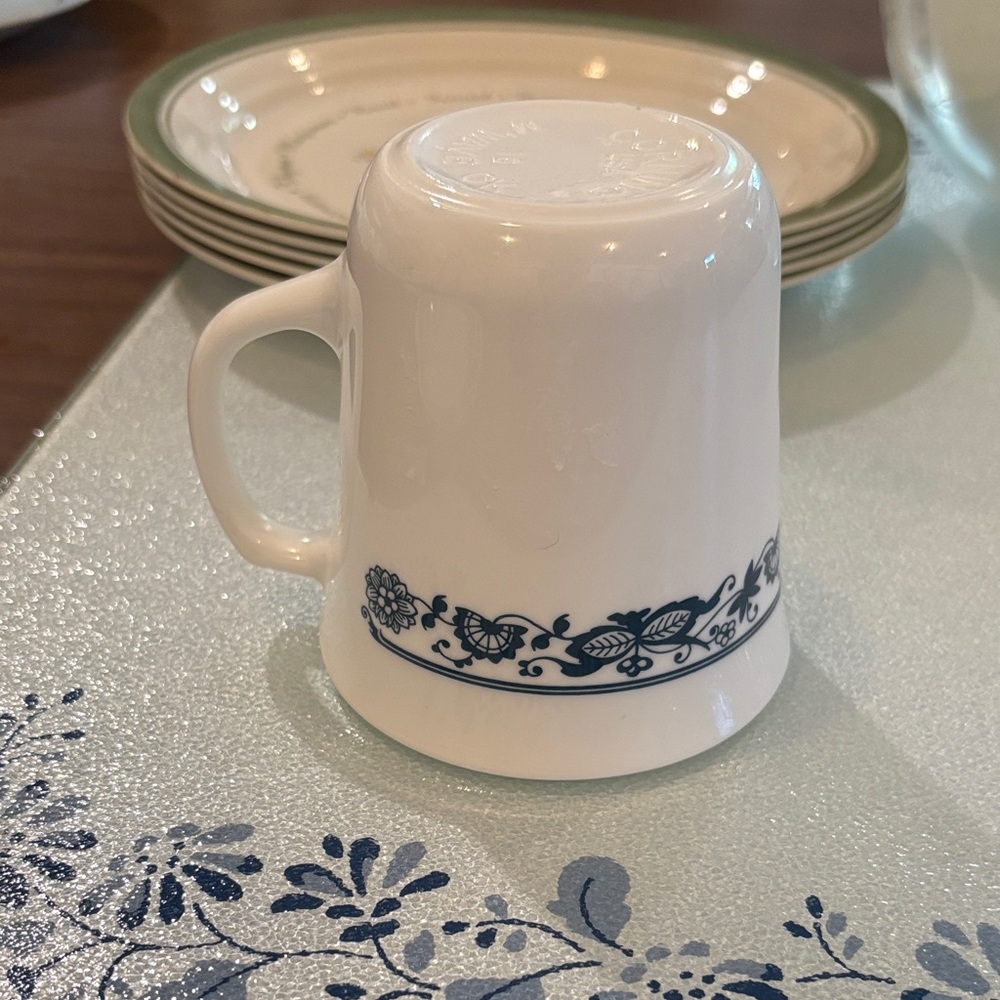 Corningware White Mug with Blue Floral Design